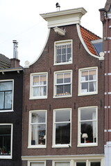 Amsterdam Brouwersgracht Canal House Facade Close Up, Netherlands