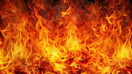 Fire flames background with vibrant shades of orange, red, and yellow , fiery, heat, inferno, blazing, burning, hot