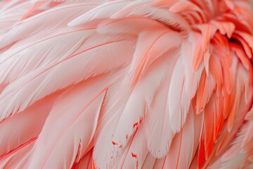 Fototapeta premium Close up view of pink flamingo feathers