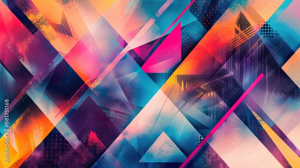 Poster abstract geometric background design with overlapping colorful triangles