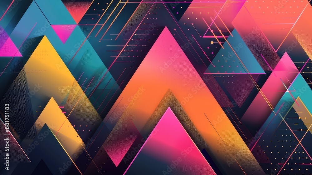 Poster abstract geometric background design with overlapping colorful triangles