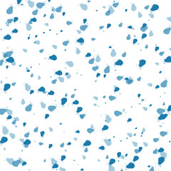 Abstract texture of blue splashes on a white background.