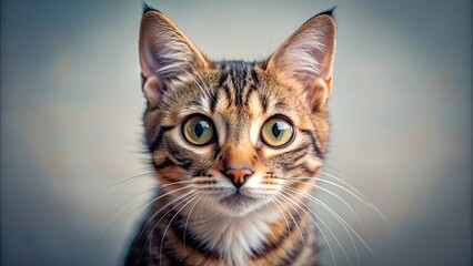 Obraz premium Cute cat with big eyes staring directly at the camera , adorable, feline, furry, pet, whiskers, domestic, portrait