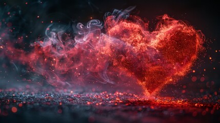 Fototapeta premium Fiery Heart with Sparks and Smoke - Generative AI
