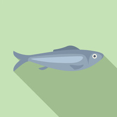 Minimalist illustration of a small sprat fish swimming in clear green water