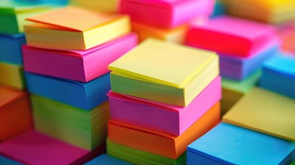 Obraz premium Close up shot of colourful sticky notes with holder case