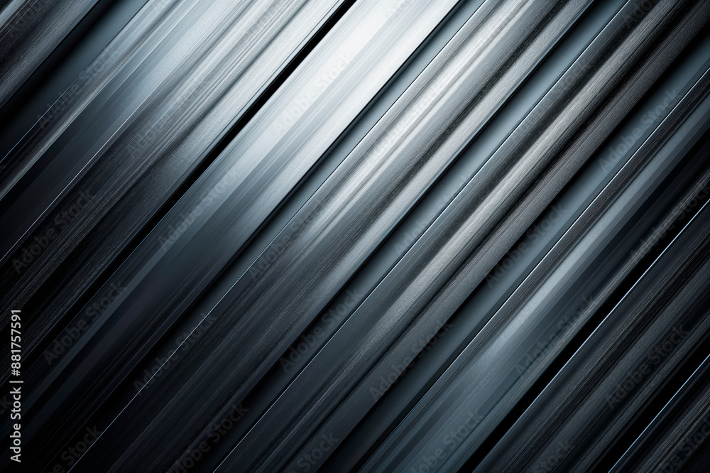 Poster Diagonal lines with a metallic texture on a dark background, concept of modern abstract design. Generative AI