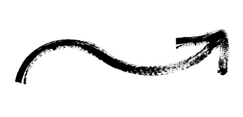 Hand drawn simple arrow drawn with wax crayon, chalk or charcoal. Uneven dry texture for underlining highlighting. Pencil drawn lines, strikethrough, grungy vector isolated on white.