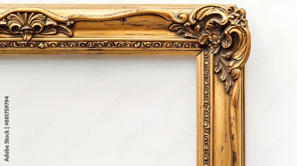Aufkleber Mock up of old antique gold frame isolated on white background with copy space : Generative AI