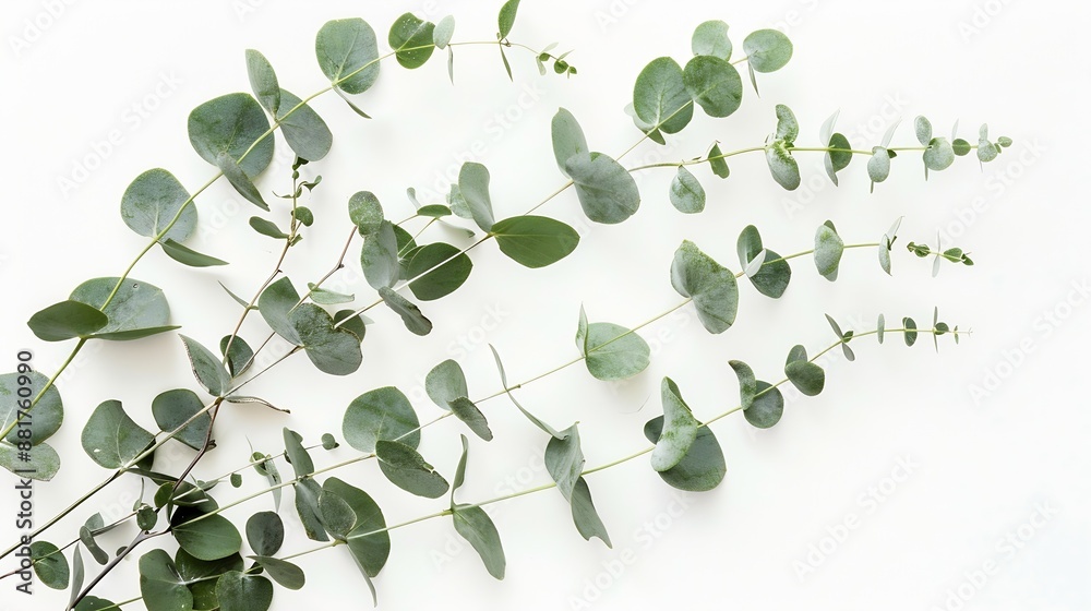 Aufkleber eucalyptus branches on a white isolated background : generative ai