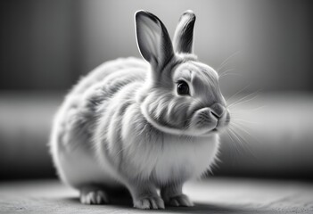 Obraz premium white rabbit on black