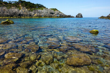 式根島の美しい中の浦海水浴場。

東京都伊豆諸島式根島 - 2021年3月27日。
