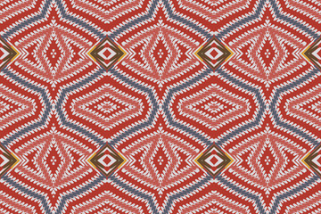Motif ethnic handmade beautiful Ikat seamles.Ikat ethnic tribal, boho colors seamless wallpaper. Ethnic Ikat abstract background art.Illustration for greeting cards, printing and other design project.