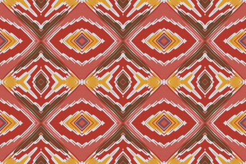 Ikat ethnic seamless pattern design. Abstract geometric Aztec fabric carpet mandala ornaments textile decorations wallpaper. Tribal boho native