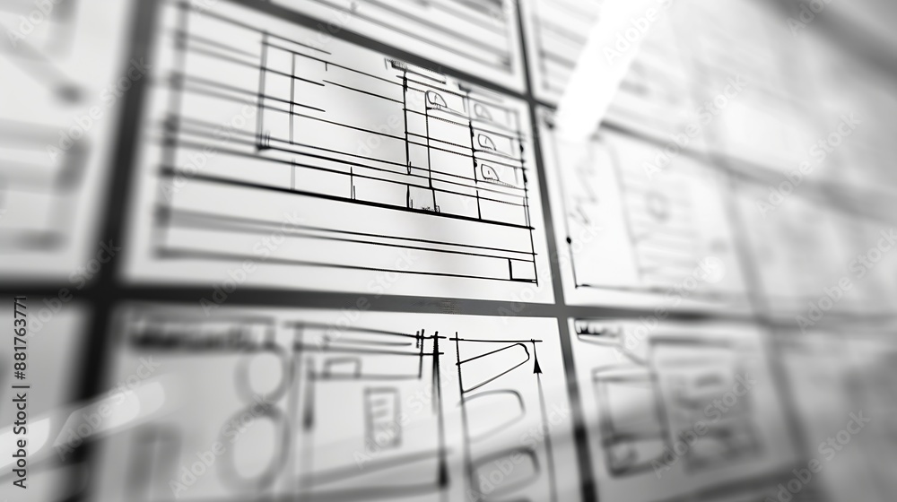Poster ux Graphic designer creative sketch planning application process development prototype wireframe for web mobile phone  User experience concept : Generative AI