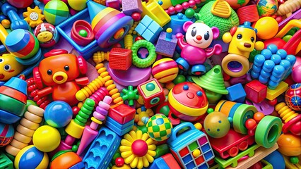 Obraz premium Vibrant and colorful toys for sparking creativity during playtime, lighting, creativity, playtime, toys, vibrant
