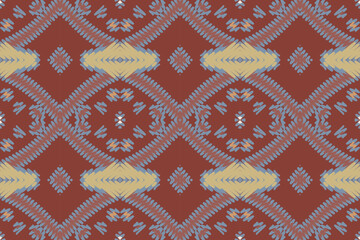 Motif ethnic handmade beautiful Ikat seamles.Ikat ethnic tribal, boho colors seamless wallpaper. Ethnic Ikat abstract background art.Illustration for greeting cards, printing and other design project.