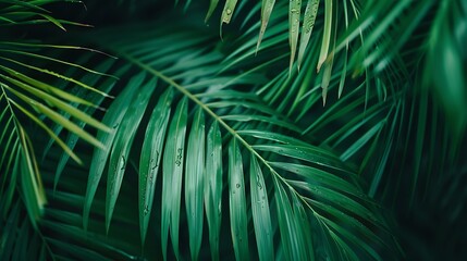 Closeup Detail of Green Palm Frond : Generative AI
