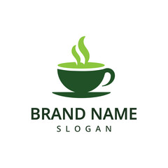 Tea logo vector design.Green tea vector logo template.