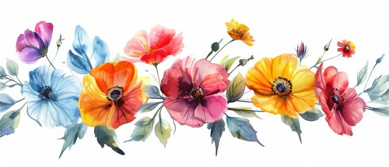 Bouquet of flowers in watercolor. Women's day	
