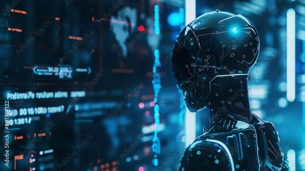 Aufkleber Artificial Intelligence digital technology concepts using technology smart bot artificial intelligence by enter command prompt for generates something Futuristic technology transformat : Generative AI