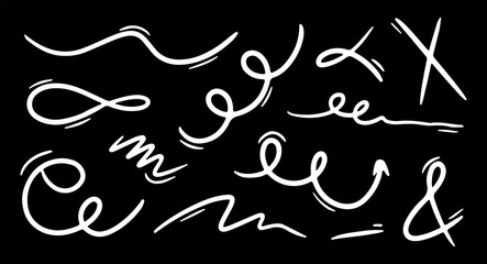 Doodle lines, spring and spiral set, hand drawn coil icons. Vector flexible lines for your design