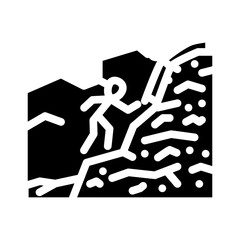 climbing mountain progress glyph icon vector. climbing mountain progress sign. isolated symbol illustration