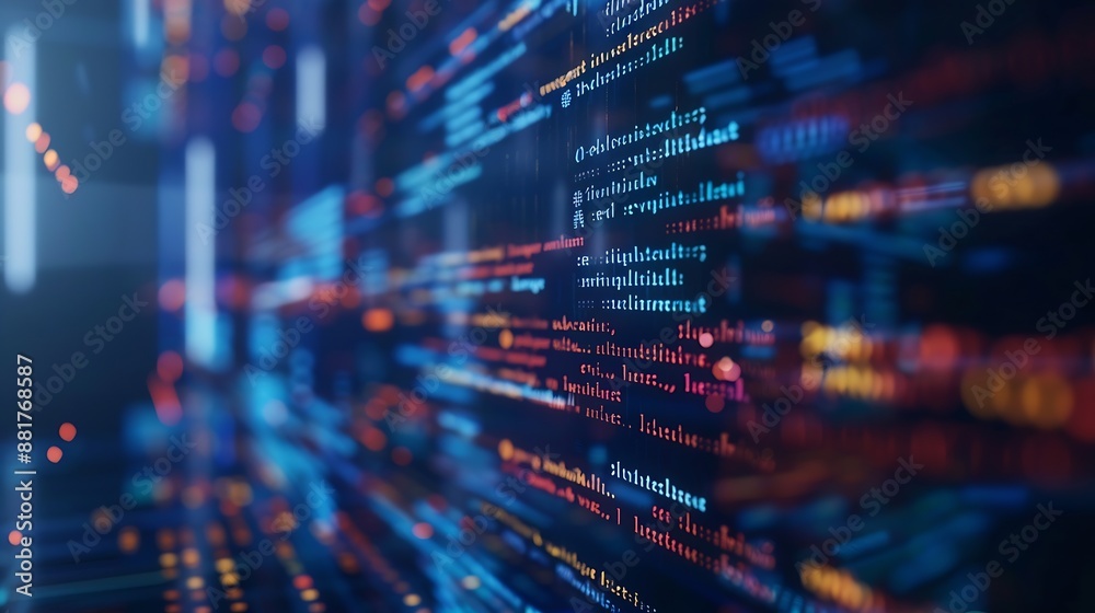 Poster Software development application programming code and tacit computer coding  Concept of smart digital transformation and technology disruption that changes global trends in new informa : Generative AI