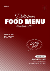 Fast food restaurant poster template. Social media banner post design. Food sales promotion flyer. Vector illustration