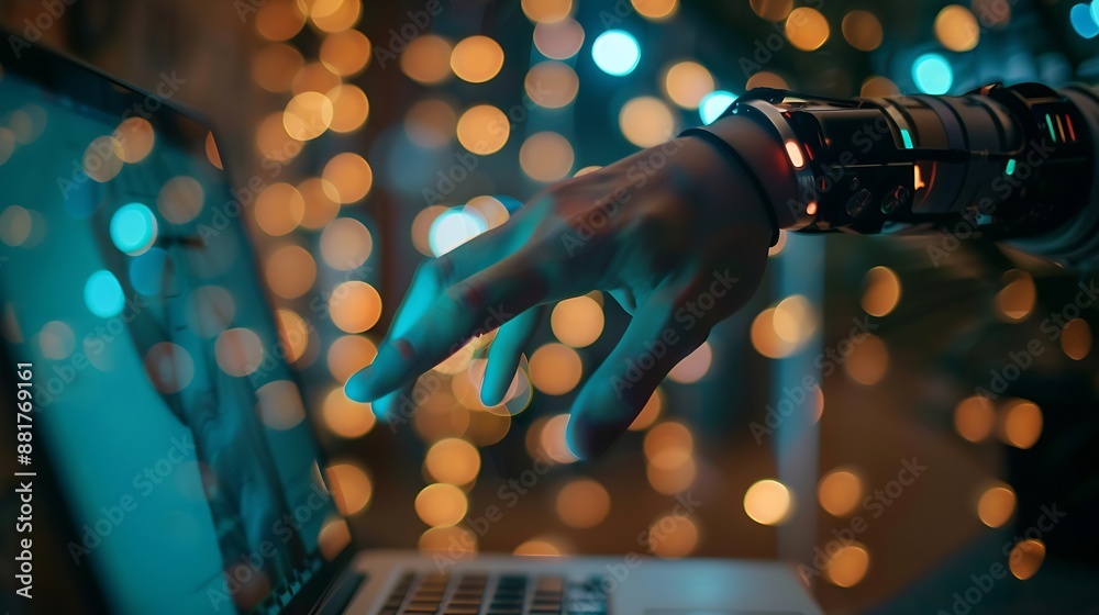 Poster Man touch bar Chat bot Chat with AI Artificial IntelligenceSystem Artificial intelligence an artificial intelligence chatbot Digital chatbot Robot application conversation command : Generative AI