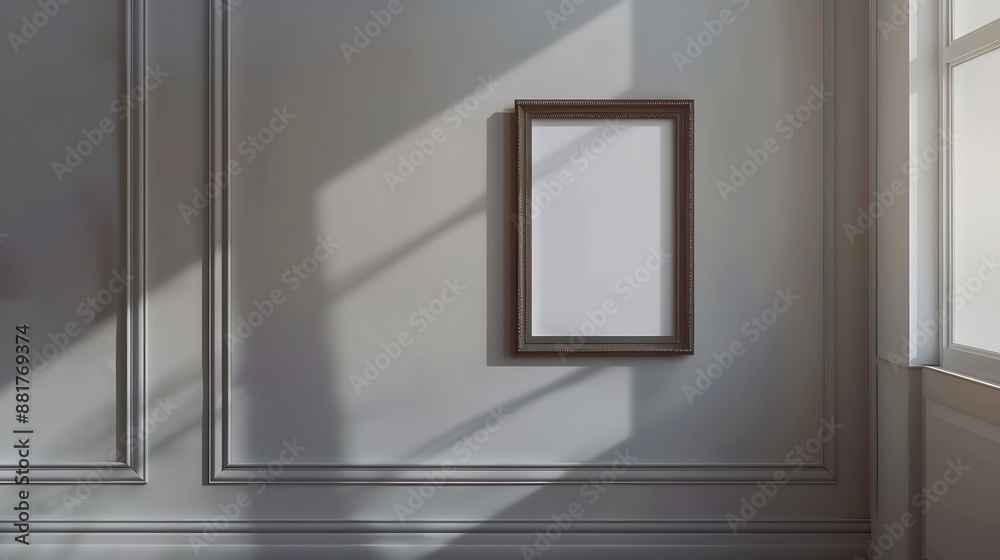 Aufkleber blank picture frame on the wall with copy space : generative ai