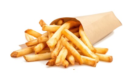 Golden French Fries Isolated on Transparent Background