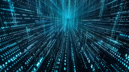 Digital binary code matrix background  3D rendering of a scientific technology data binary code network conveying connectivity complexity and data flood of modern digital age : Generative AI