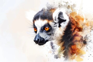 Fototapeta premium A colorful illustration of a ring-tailed lemur