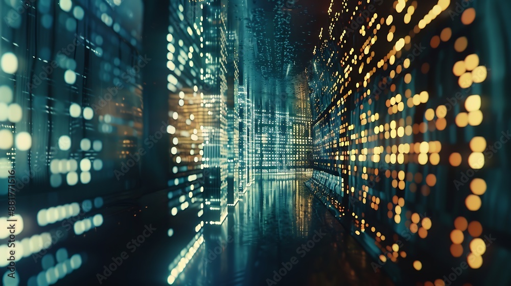 Aufkleber series mainframe in a futuristic representation of a matrix code : Generative AI