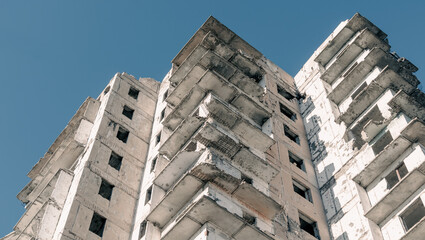 destroyed building in a city lost in the war in Ukraine