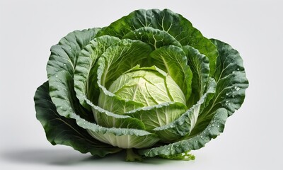 Fototapeta premium Fresh green cabbage isolated on white background