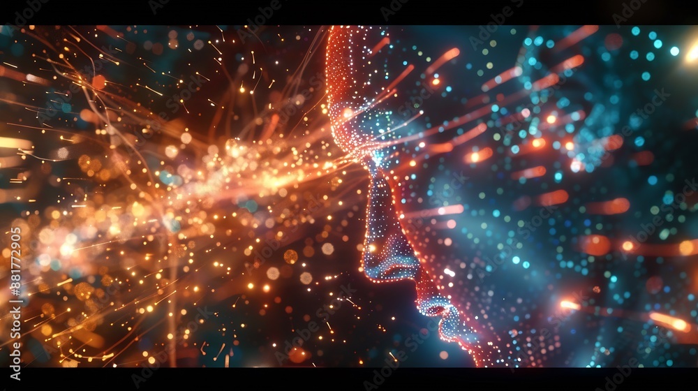 Poster Big data analysis with AI technology Person using machine learning and deep learning neural network for data science data mining business analytics automation data engineering Glowing  : Generative AI
