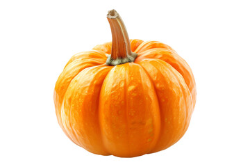 Obraz premium Orange pumpkin with a green stem isolated on a white background, great for autumn themes and decorations