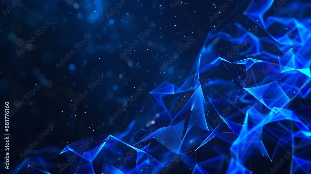 Leinwandbilder Abstract wave shape on a lowpolygonal triangular background for design on the topic of cyberspace big data metaverse network security data transfer on dark blue abstract cyberspace bac : Generative AI