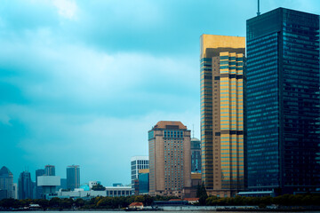 Fototapeta premium Urban city view with buildings in Shanghai, China