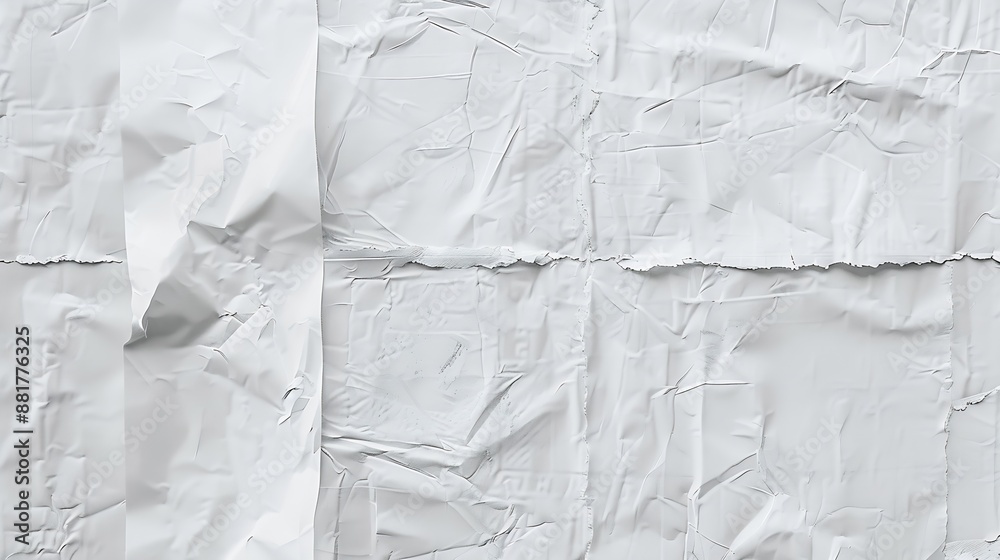 Poster white wrinkled poster template glued paper mockup blank wheatpaste on textured wall empty street art