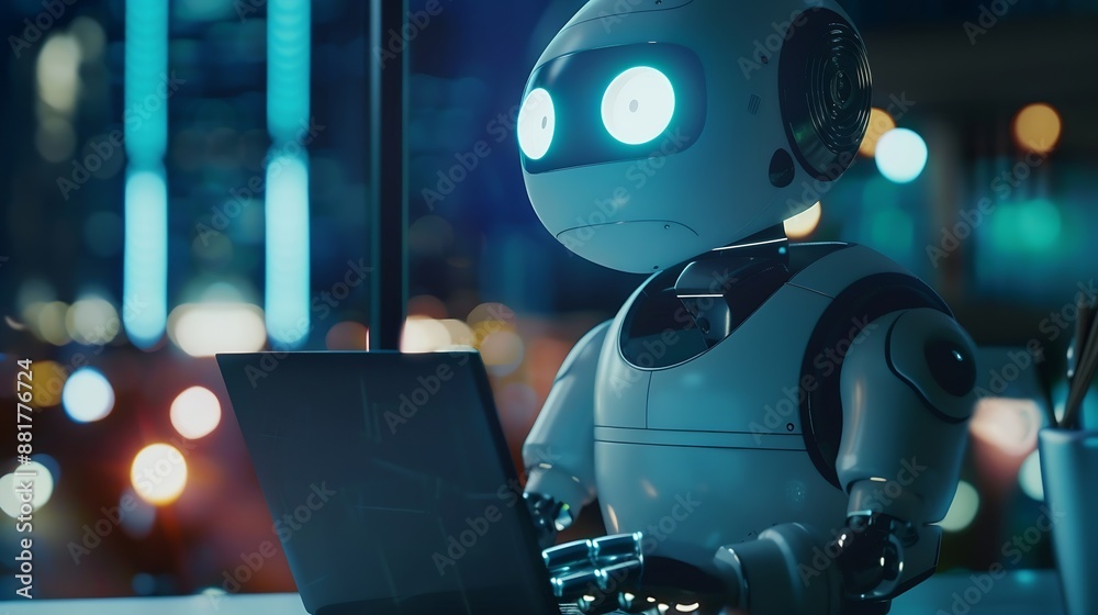 Aufkleber Businessman using search engine with internet connect Chatbot Chat with AI Artificial Intelligence for generates idea something or solve problems : Generative AI