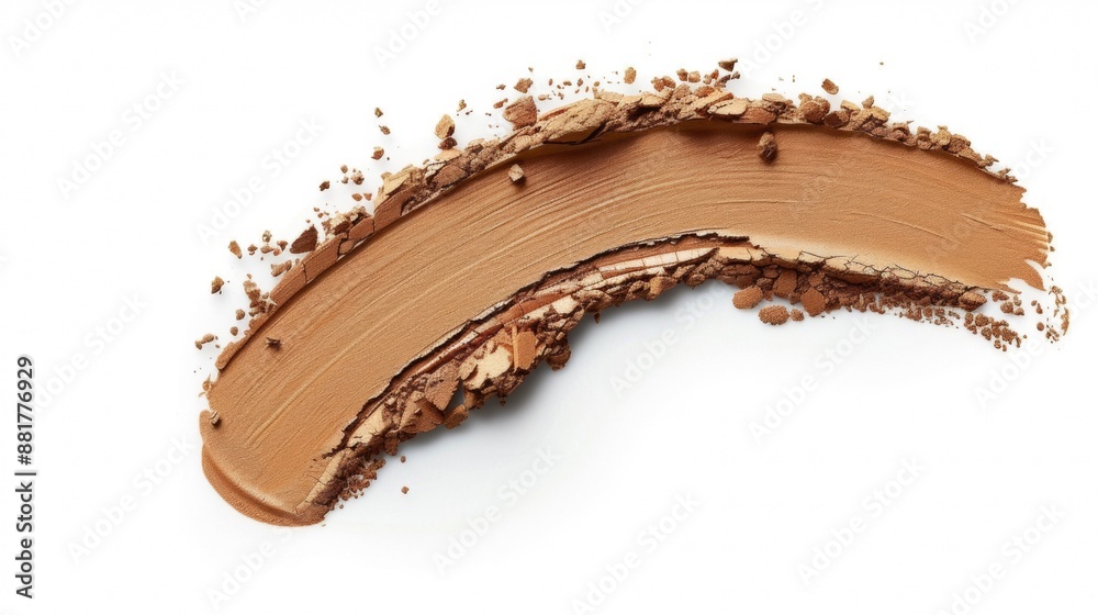 Poster close-up of a swatch of tan foundation powder on a white background