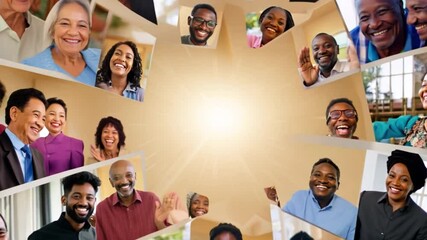 Happy People Looking at Camera in One Footage