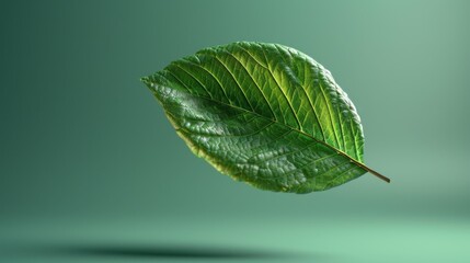 A Single Green Leaf Floating in the Air