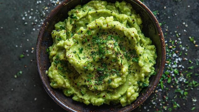 Fresh Homemade Guacamole in a Rustic Bowl