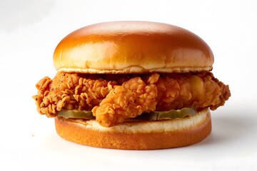 A chicken sandwich isolated on a white background