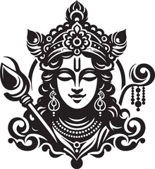 Krishna silhouette vector art illustration