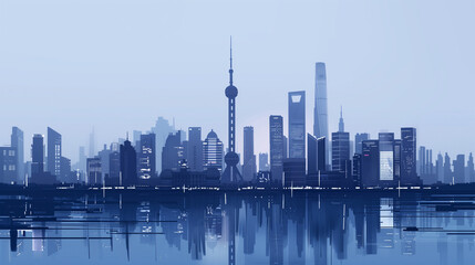 Fototapeta premium city skyline in blue